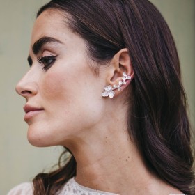 Pendientes de plata trepador flor