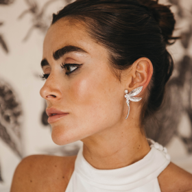 Pendientes de plata libélula con perlas