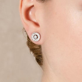 Pendientes de plata orla pavé