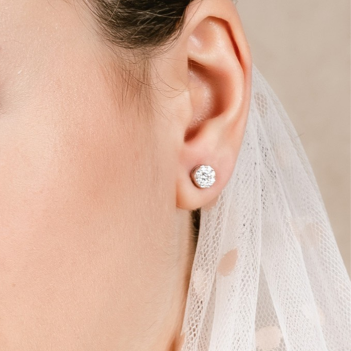 Pendientes de plata pavé con circonita blanca