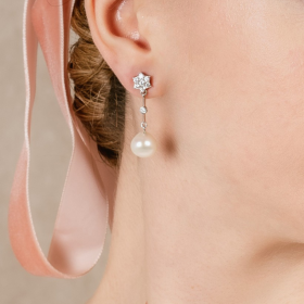 Earrings ROSE Pearl in silver