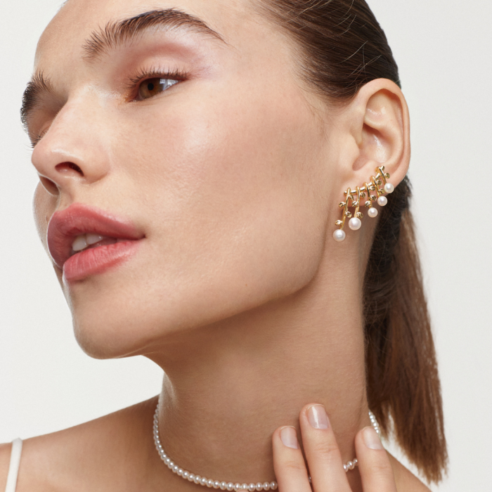 Pendientes de plata trepador con perlas