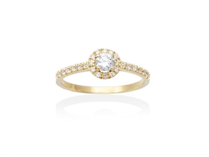 Solitario compromiso en Oro 18Kt. Y diamantes