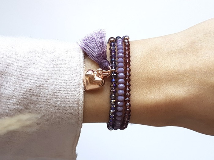 Bracelet ZEN Purple in rose silver