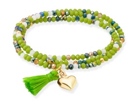 Bracelet ZEN PISTAZIE NEON mit Herz Charme