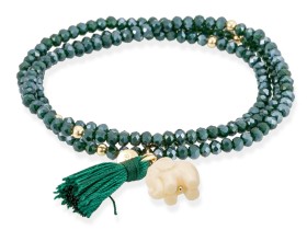 Bracelet ZEN DARK GREEN with elephant