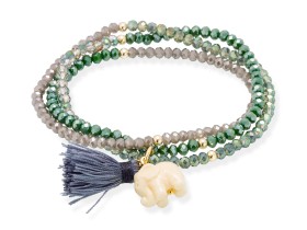 Bracelet ZEN green in golden silver