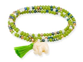 Pulsera ZEN NEÓN PISTACHO con elefante