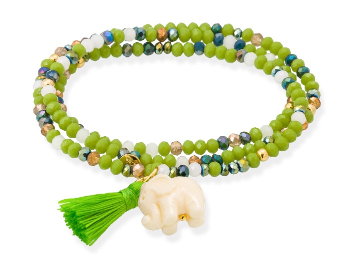 Bracelet ZEN PISTAZIE NEON mit Elefant