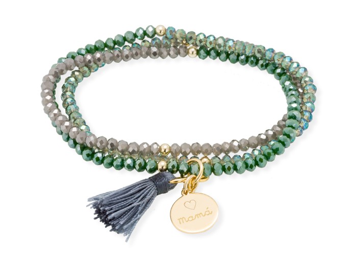 Bracelet ZEN green in golden silver