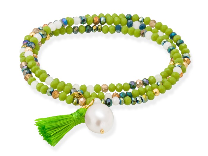 Bracelet ZEN PISTACHIO NEON with pearl