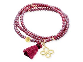 Pulsera ZEN BURGUNDY con trebol