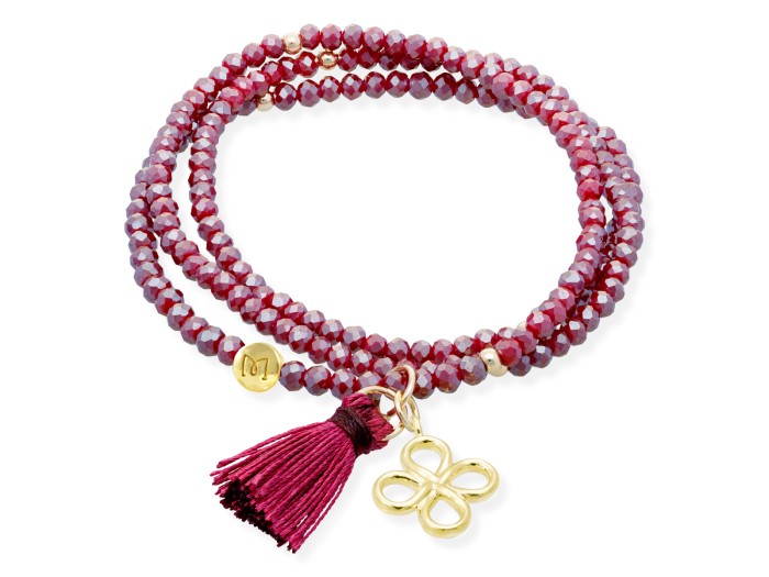 Bracelet ZEN BURGUNDY with lucky clover