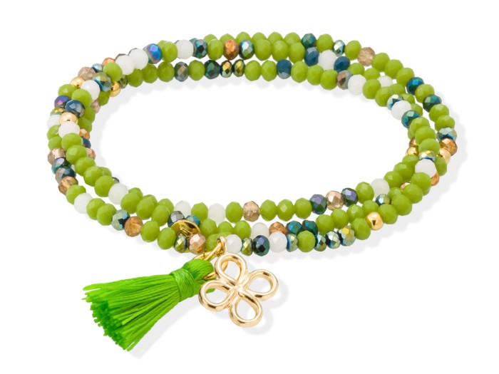 Pulsera ZEN NEÓN PISTACHO con trebol