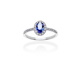 Anillo   en Oro blanco 18Kt y diamantes