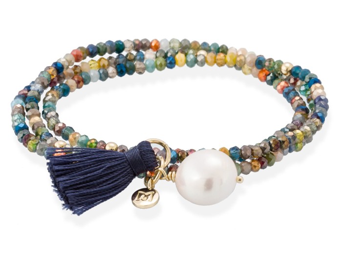 Pulsera ZEN MULTIZAFIRO con perla en plata dorada