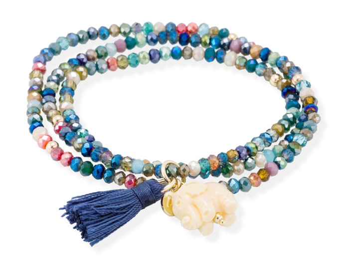 Pulsera ZEN MULTIZAFIRO con elefante en plata dorada