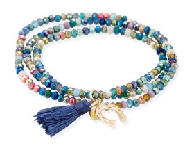Pulsera ZEN MULTIZAFIRO con herradura en plata dorada