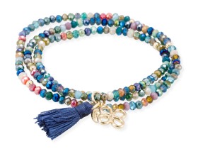 Pulsera ZEN MULTIZAFIRO con trebol en plata dorada