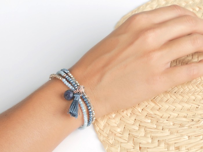 Bracelet ZEN Blue in rose silver
